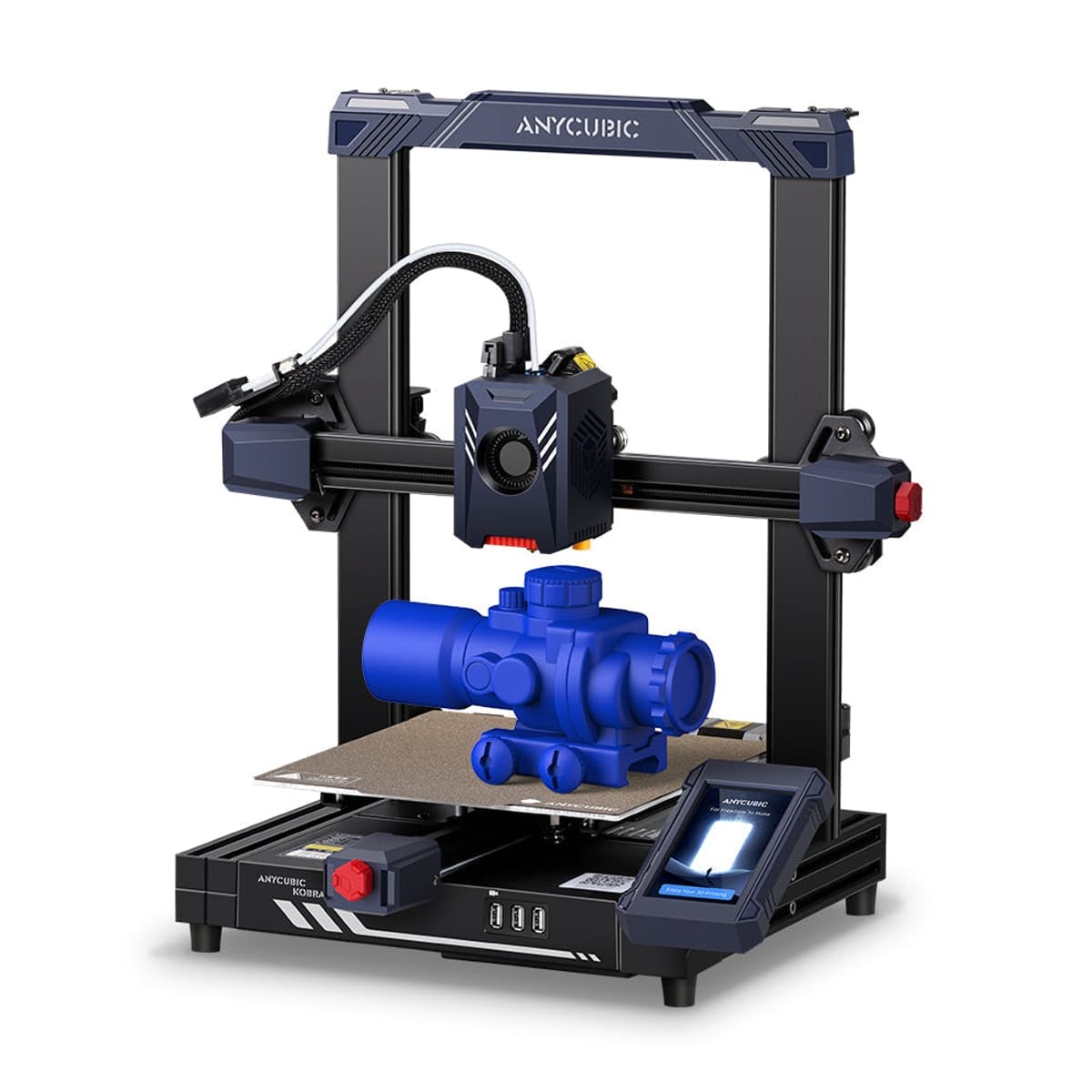 Anycubic Kobra 2 Pro с напечатанной моделью, вид в три четверти