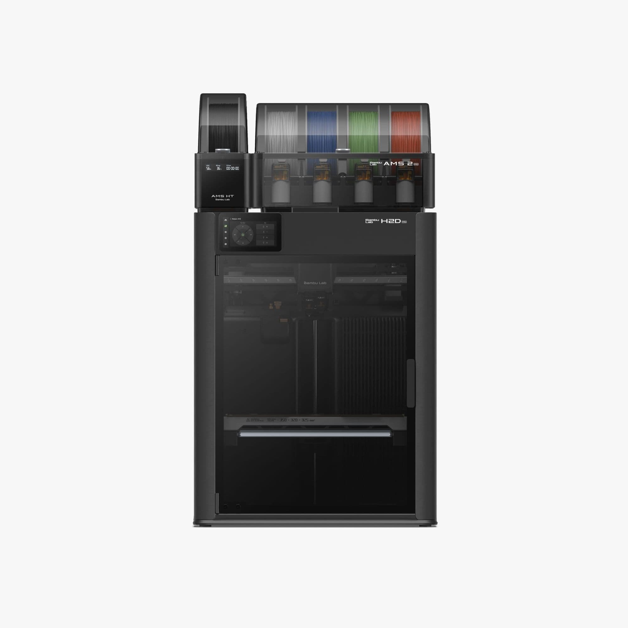 Bambu Lab H2D Pro спереди с AMS 2 Pro и AMS HT сверху