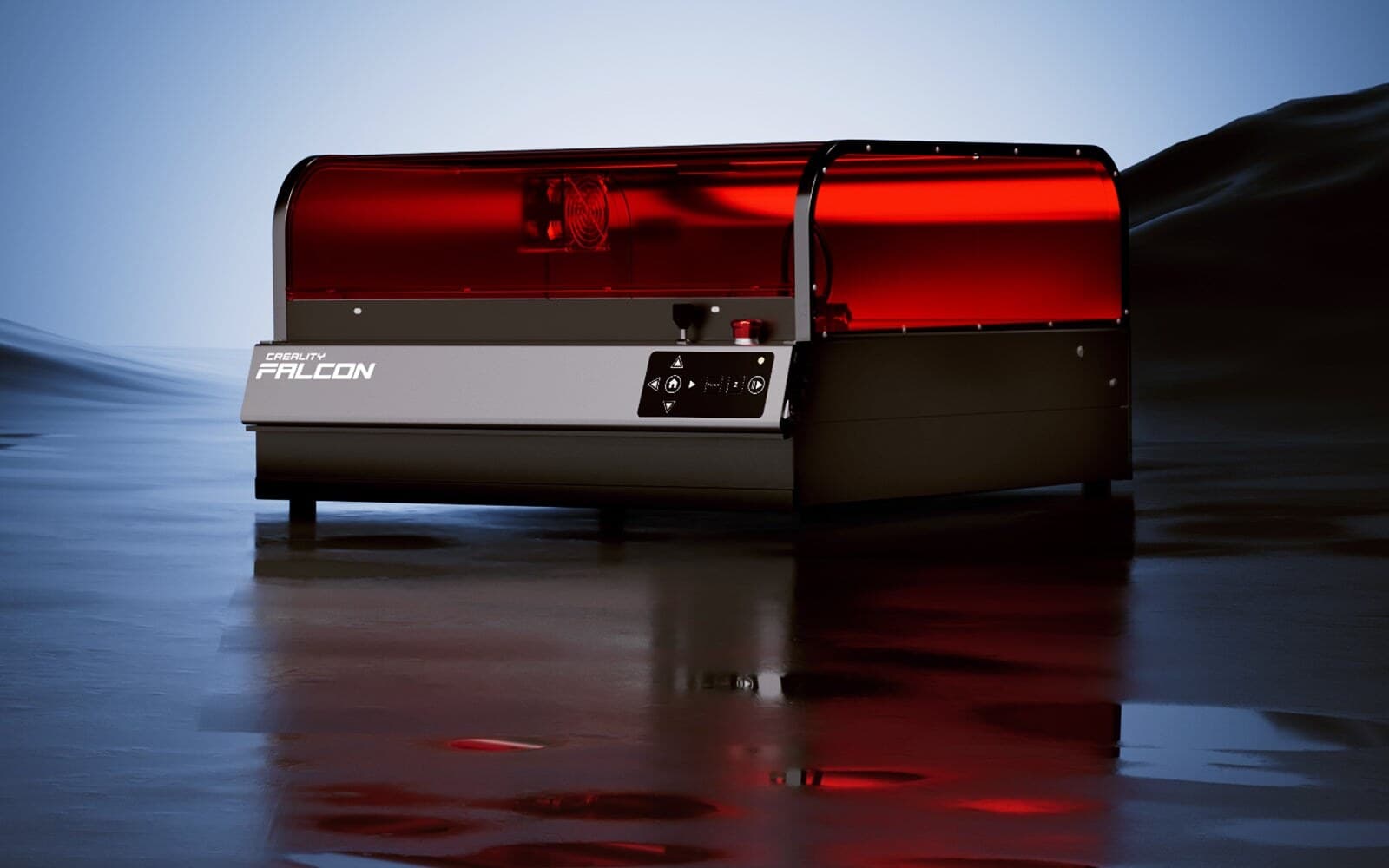 Creality Falcon2 Pro S: корпус с красной светофильтрующей крышкой и панелью управления