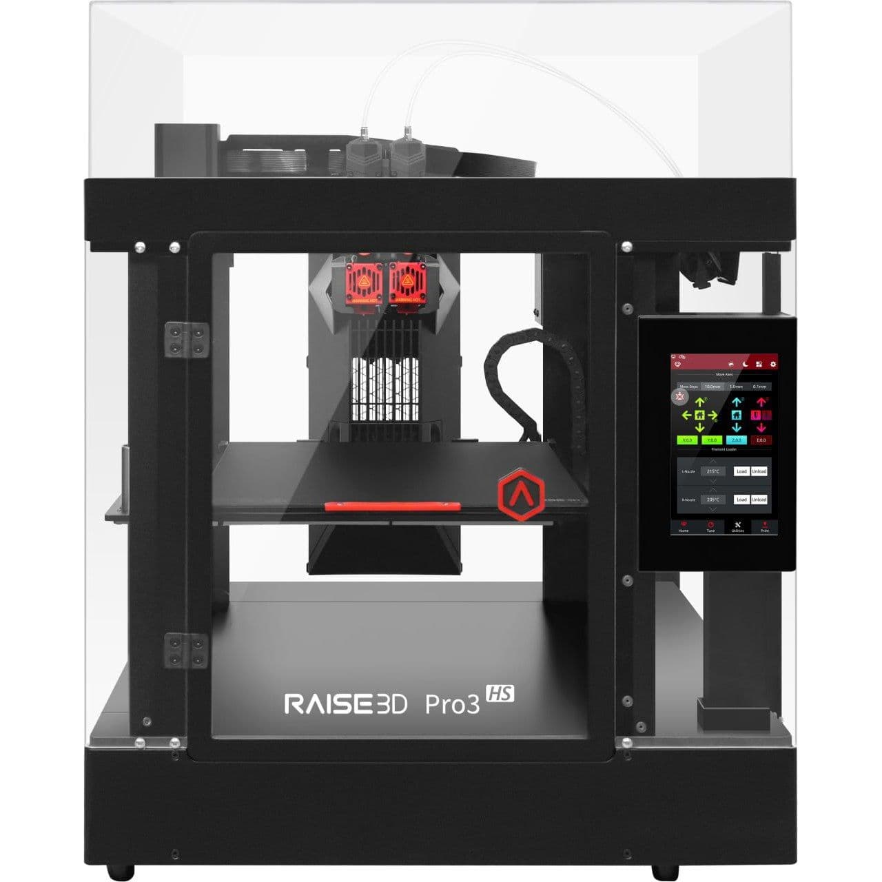 3D-принтер Raise3D Pro3 HS спереди: закрытая камера, двойная головка и сенсорный экран