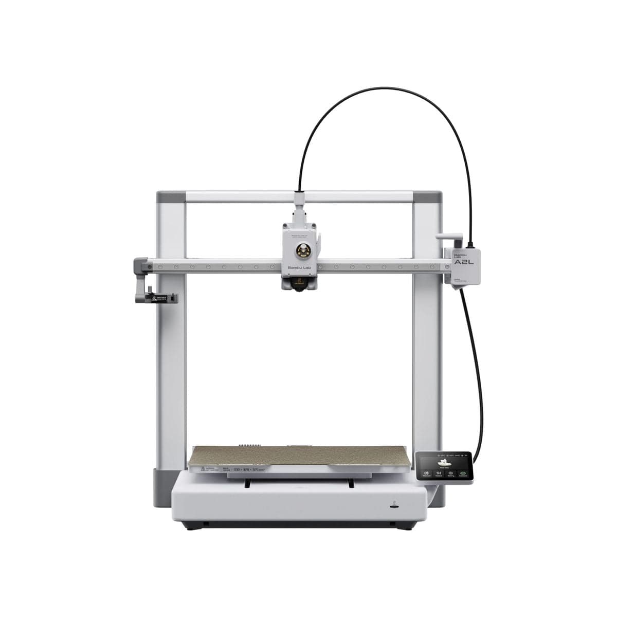 Bambu Lab A2L — область печати 330×320×325 мм, фронтальный вид