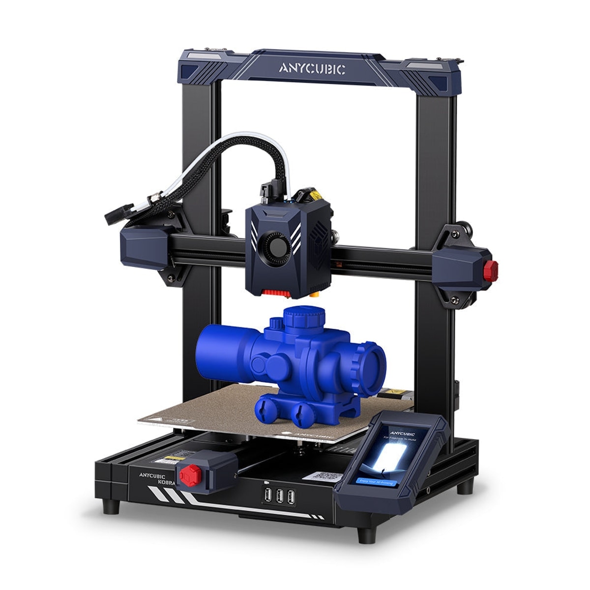 Anycubic Kobra 2 Pro с напечатанной моделью, вид в три четверти