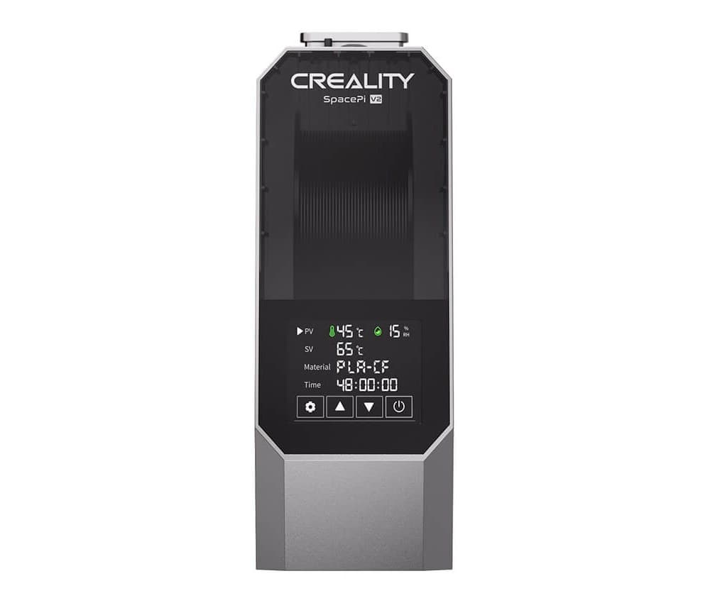 Creality Space Pi V2 спереди: сенсорный экран с температурой, влажностью и таймером
